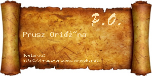 Prusz Oriána névjegykártya